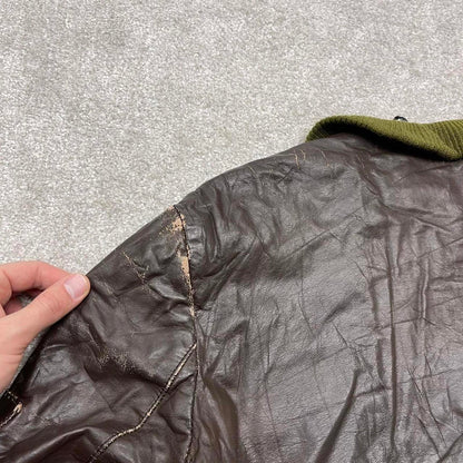 Vintage leather flight bomber jacket Small Men's brown Cooper genuine leather aviation coat USA made