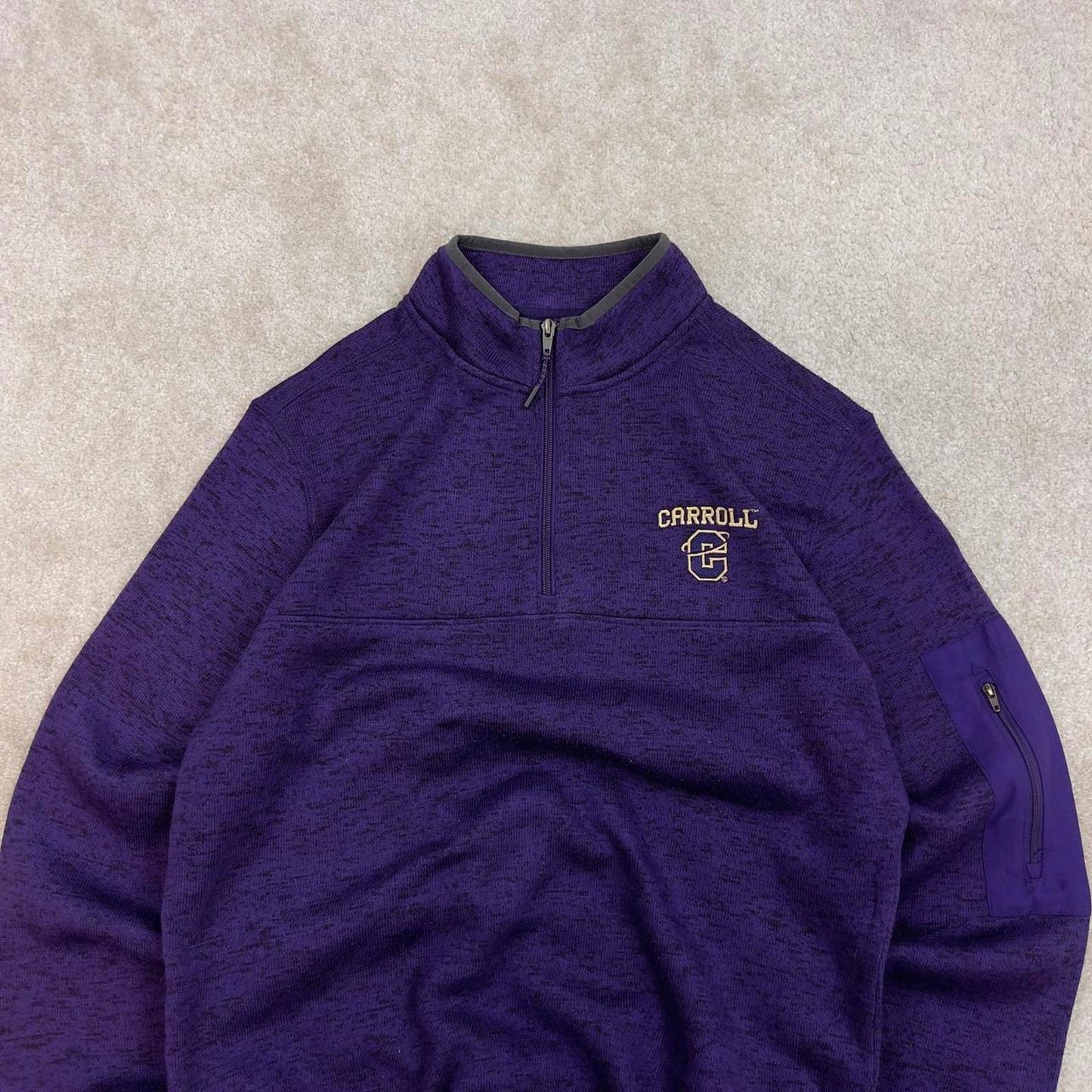 Purple Champion technical fleece Large 1/4 zip up pull over y2k autumn knit style Carroll