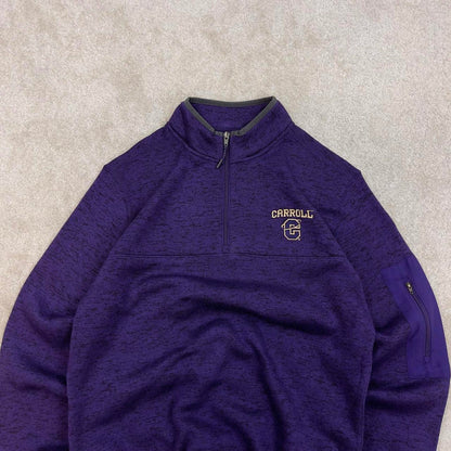 Purple Champion technical fleece Large 1/4 zip up pull over y2k autumn knit style Carroll