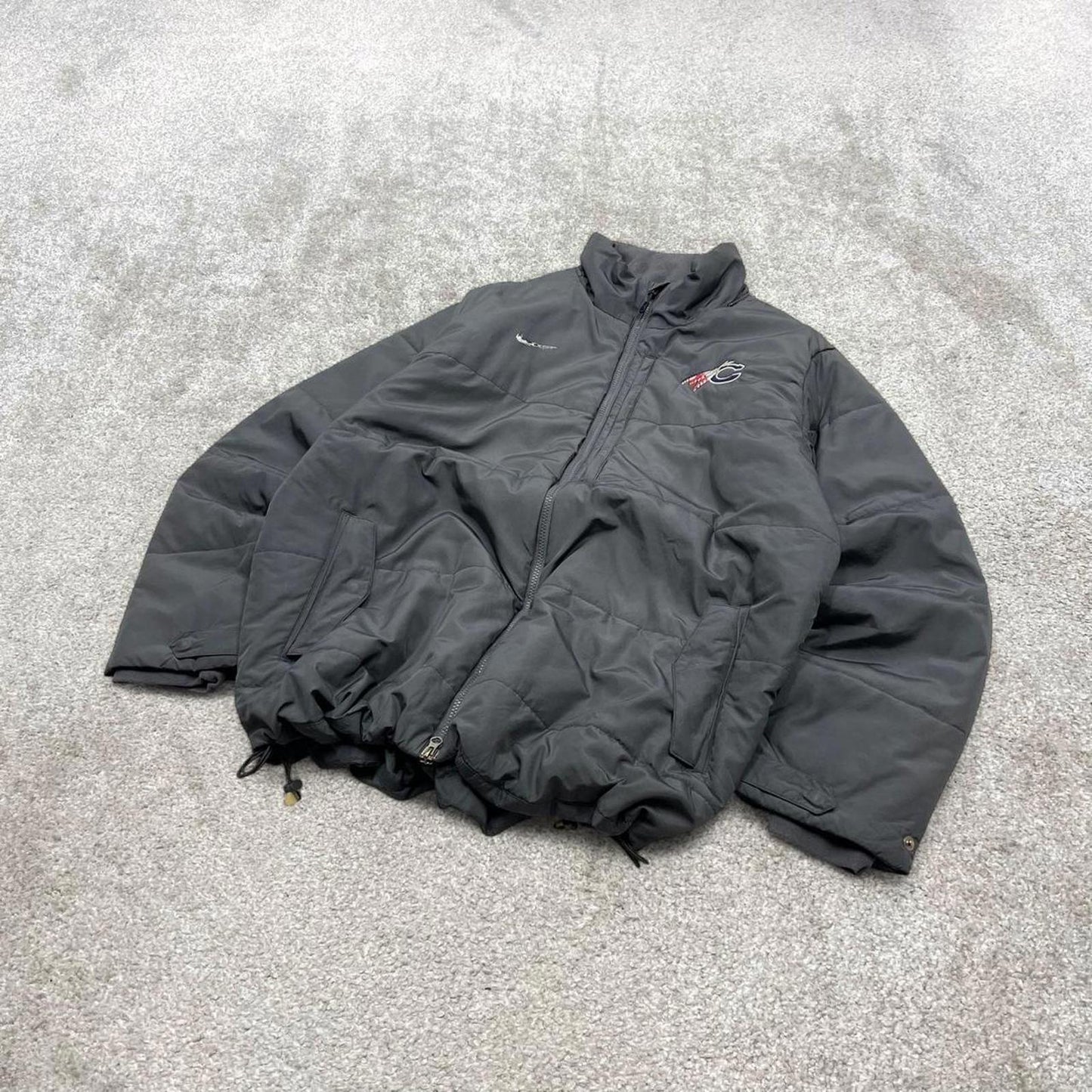00s Nike jacket y2k style XL men's grey full zip padded windbreaker coat technical