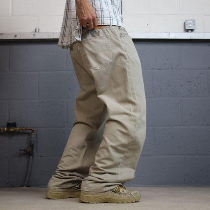 Levi’s 505 straight fit jeans Y2K beige 100% cotton pants red tab logo