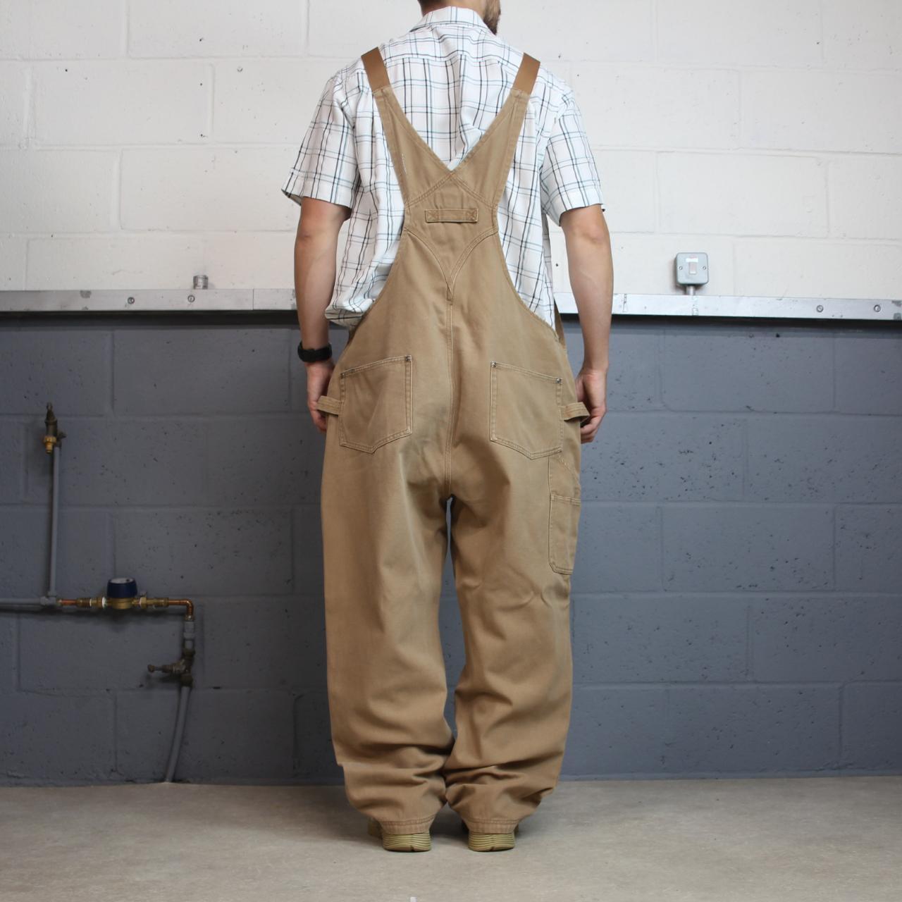 Vintage baggy denim Dungarees loose y2k tan Duluth Trading workwear bib & brace overalls utility