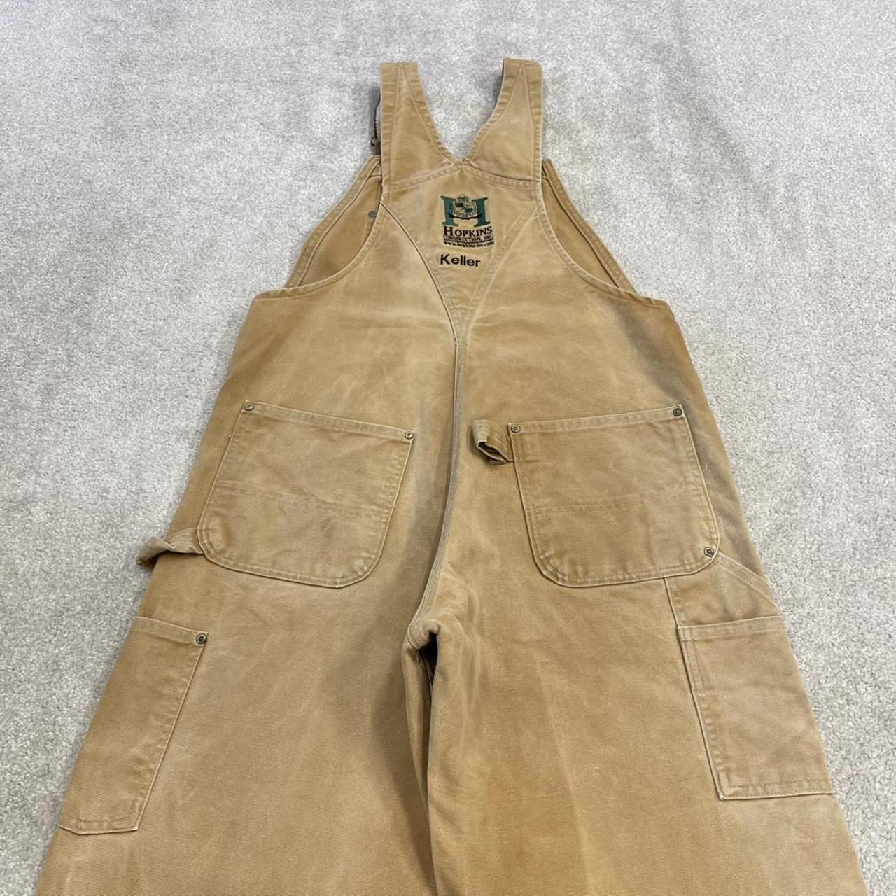 Vintage Carhartt dungarees tan brown overalls Bib & brace utility workwear farmer