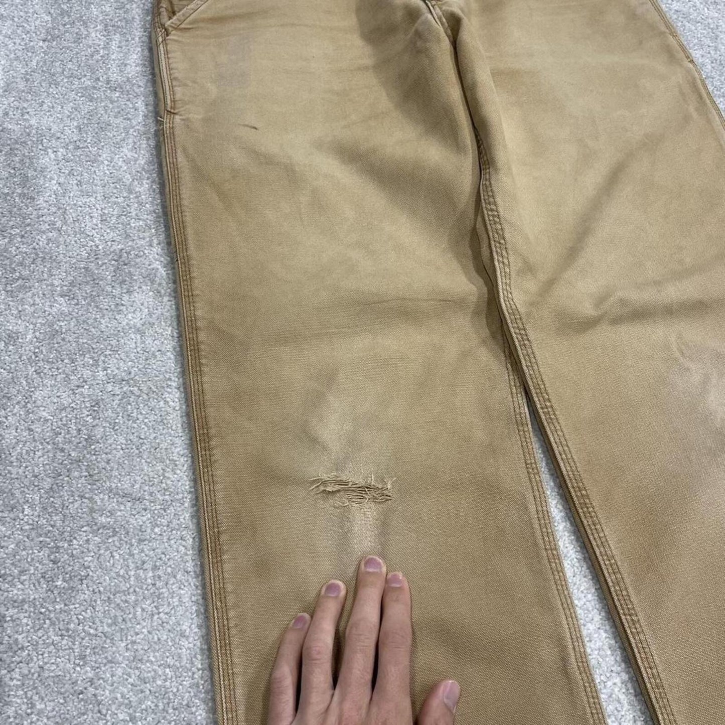 Carhartt carpenter work pants relaxed tan brown Loose skate style canvas workwear cargos