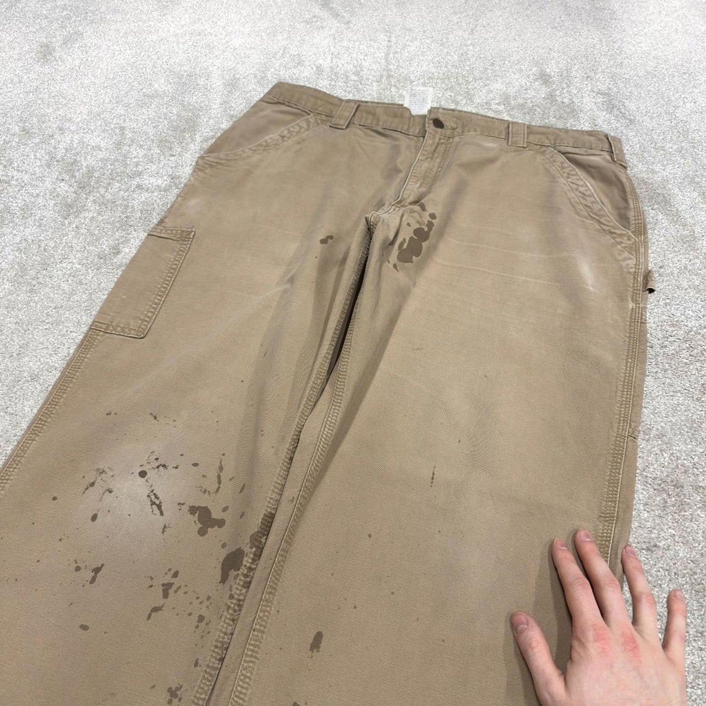 Y2K Carhartt carpenter jeans khaki Loose canvasy skate style workwear cargo pants