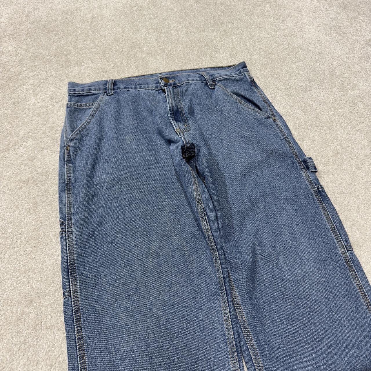 Y2K baggy carpenter jeans W34L30 blue denim Full blue loose straight leg utility workwear