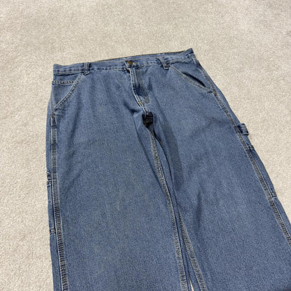 Y2K baggy carpenter jeans W34L30 blue denim Full blue loose straight leg utility workwear
