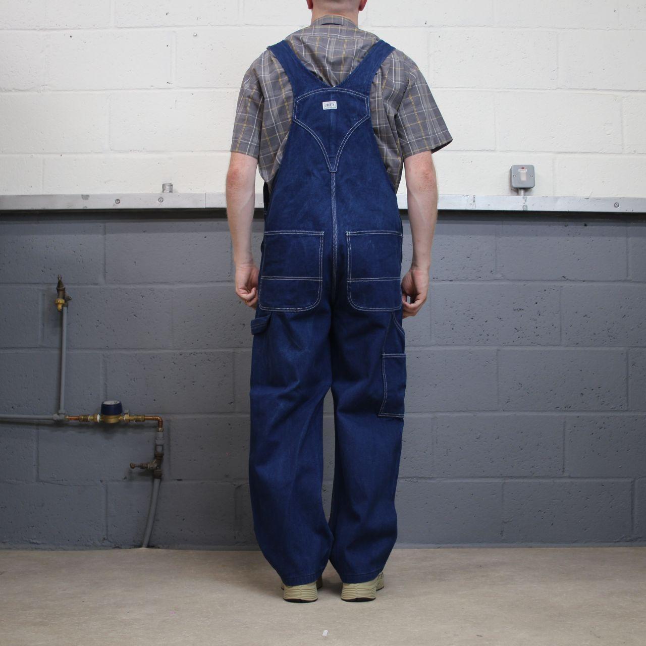 Liberty baggy dungarees denim overalls navy blue Vintage workwear bib & brace utility
