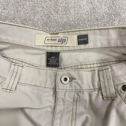 Y2K Urban Pipeline carpenter shorts beige 100% cotton denim jorts with embroidered logo