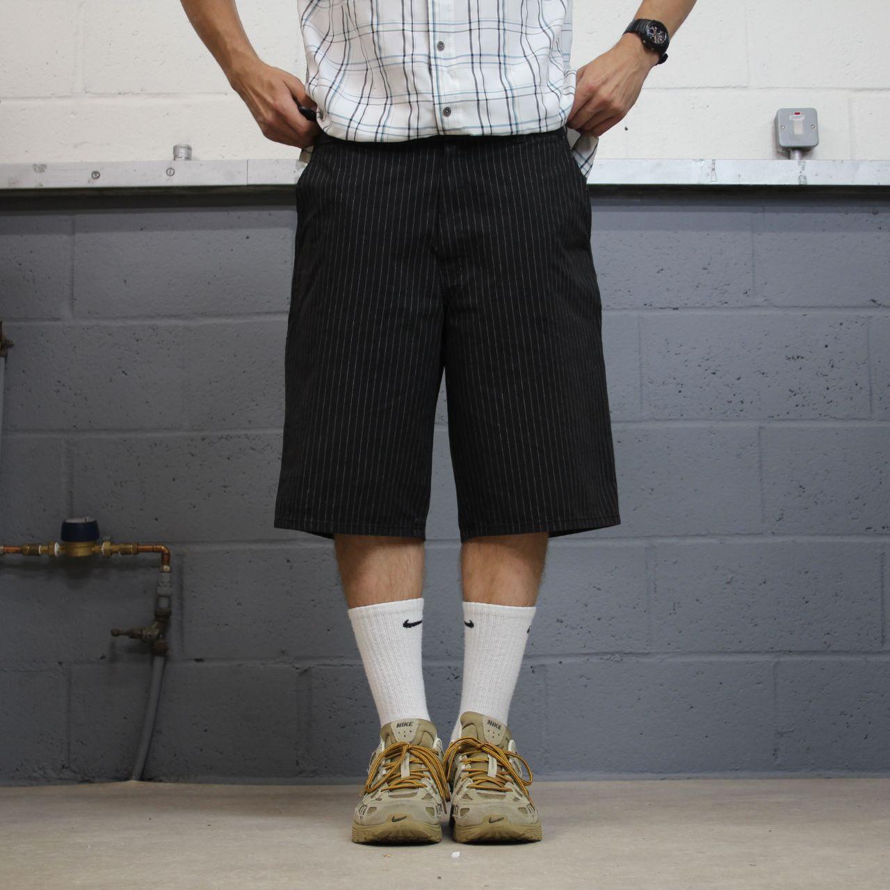 Dickies striped chino shorts carpenter black Chino style skater shorts long loose leg festival