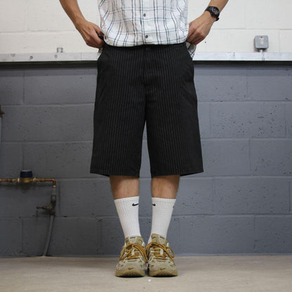 Dickies striped chino shorts carpenter black Chino style skater shorts long loose leg festival