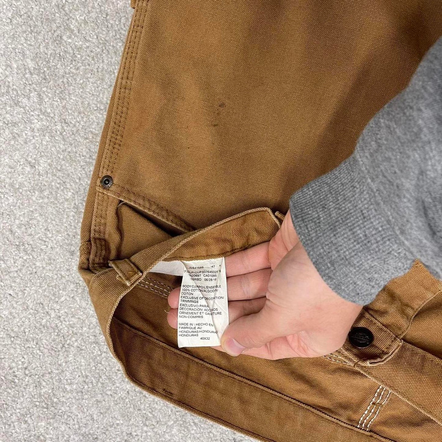 90s baggy Dickies carpenter jeans W40L32 00s skate style tan brown canvas worker cargos