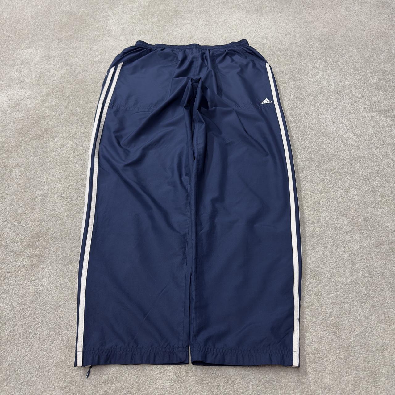 Y2K baggy Adidas tracksuit bottoms navy XL Loose leg mesh lined side stripe track