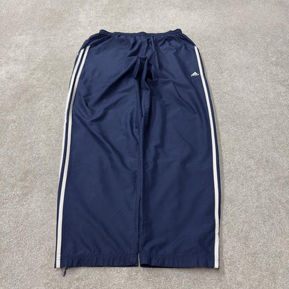 Y2K baggy Adidas tracksuit bottoms navy XL Loose leg mesh lined side stripe track
