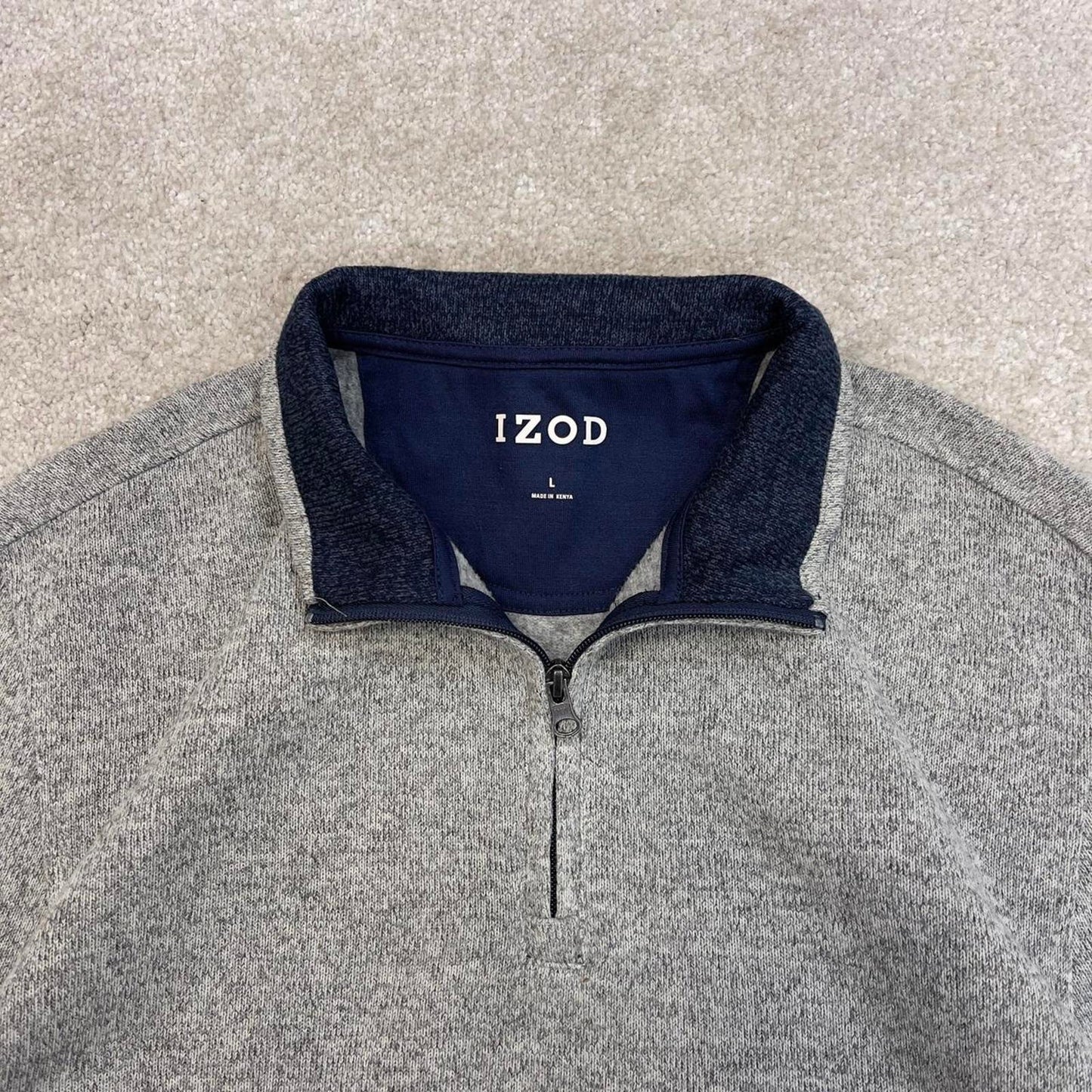 Grey Izod technical fleece Large 1/4 zip up pull over y2k autumn knit style