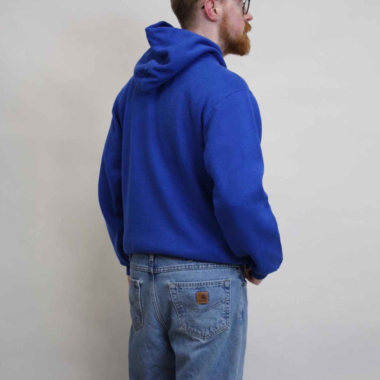Vintage blue Russell hoodie Small Thick pullover jumper Ferndale print nice fit