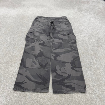 Camo Wrangler cargo pants W30L30 faded grey camouflage straight y2k style cargo trousers