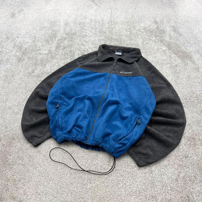 00s Columbia technical fleece XL men's grey blue full zip up y2k style autumn adjustable waist