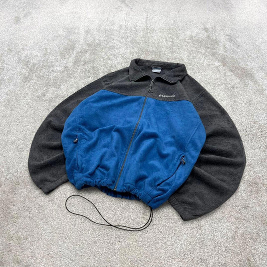 00s Columbia technical fleece XL men's grey blue full zip up y2k style autumn adjustable waist
