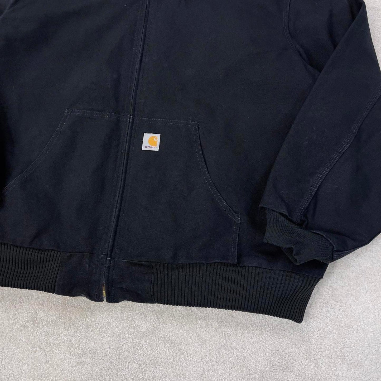 Black Carhartt hooded active jacket 3XL canvas bomber American