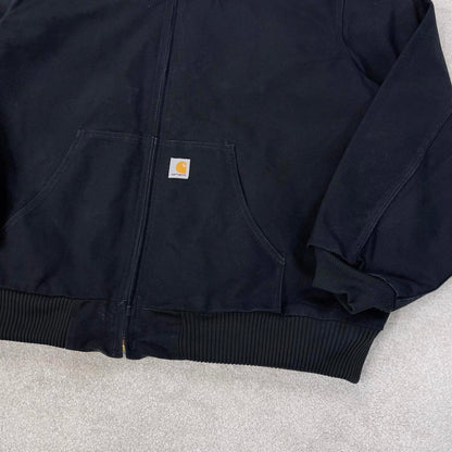 Black Carhartt hooded active jacket 3XL canvas bomber American