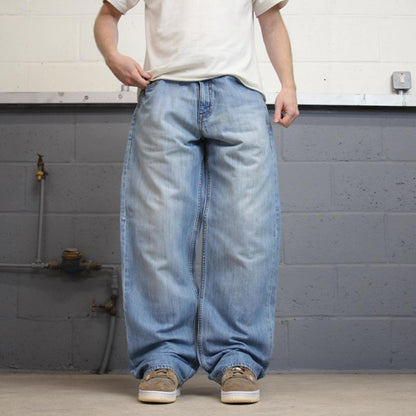 Baggy Blue Rocawear jeans W36 L33 90s loose skater style hip hop jeans embroidered logo