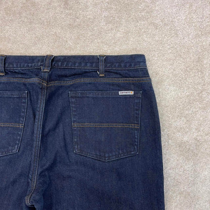 Blue Carhartt capri jeans size 16 W36L23 women's y2k 90s style flannel lined