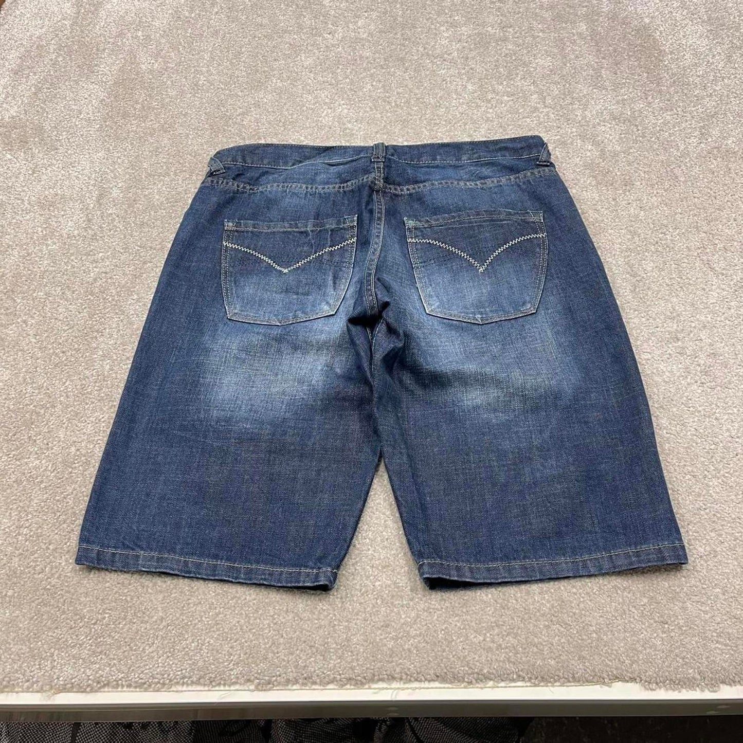Y2k baggy shorts skater style blue OMM denim loose leg summer festival jorts