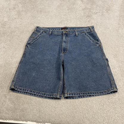 Baggy denim carpenter shorts cargo blue Wolverine skater style surf jorts