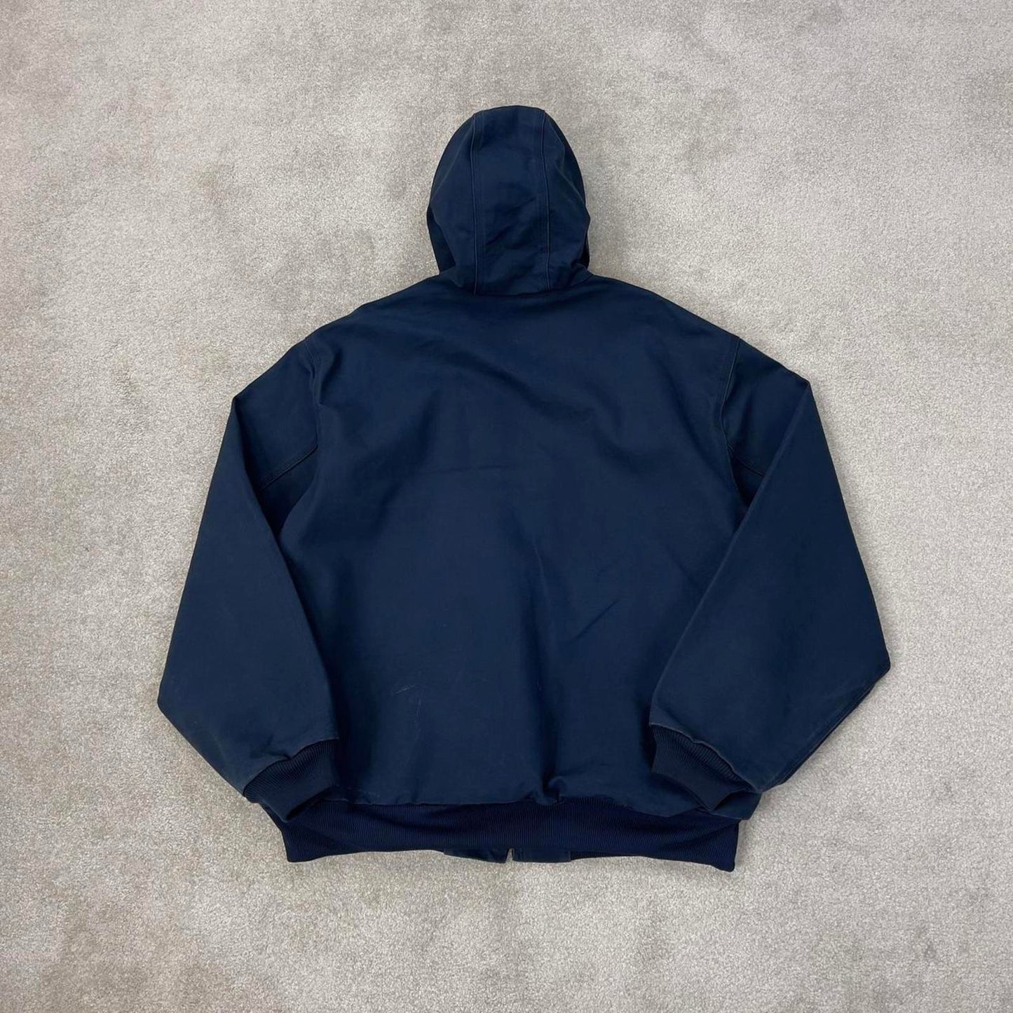 Vintage navy Carhartt hooded active jacket 2XL canvas bomber
