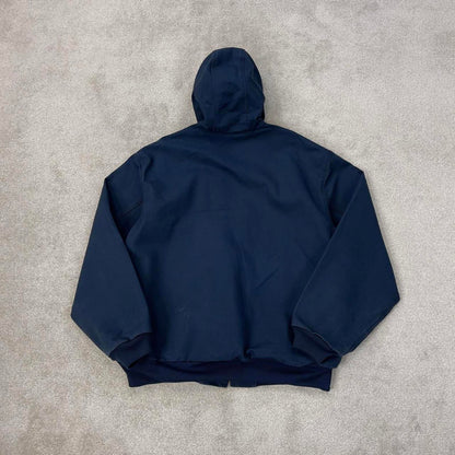 Vintage navy Carhartt hooded active jacket 2XL canvas bomber