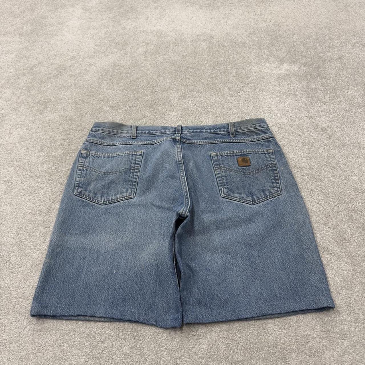 Carhartt denim shorts y2k faded blue Loose skater style work jorts