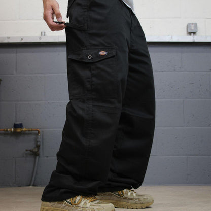 Dickies baggy pleated cargo pants double knee black Loose fit  carpenter style skater work pants
