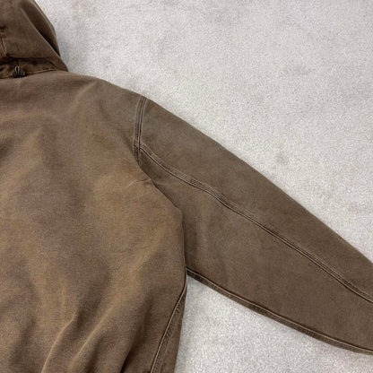 Vintage brown Carhartt hooded active jacket 2XL Tall canvas bomber