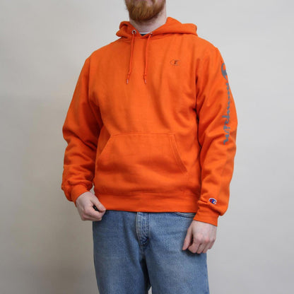 Orange Champion hoodie S y2k pullover boxy jumper print design