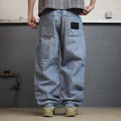 Vintage BOSS baggy carpenter jeans y2k W32L32 blue Loose thick denim skater style pants