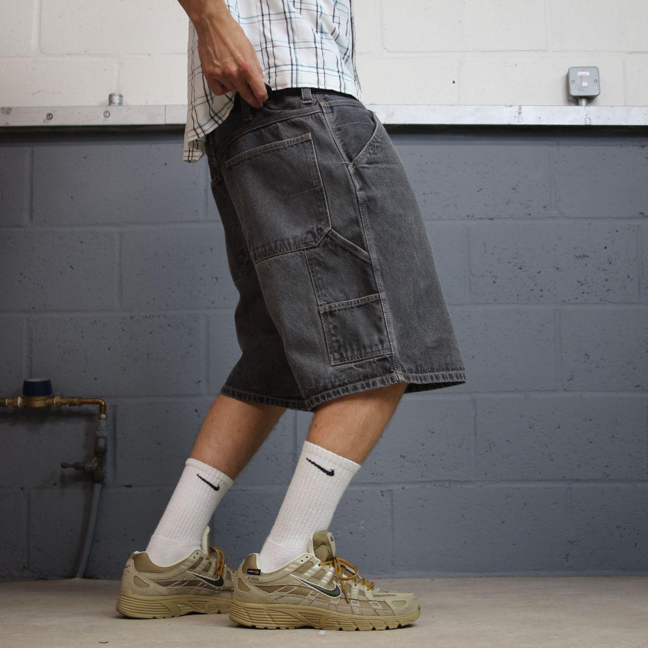 Faded Glory baggy denim shorts carpenter grey Loose fit skater surf cargo jean shorts summer