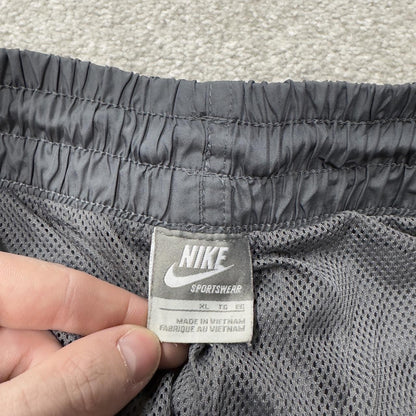 Y2K Nike baggy tracksuit bottoms grey wide leg XL Loose mesh lined drawstring casual track pants