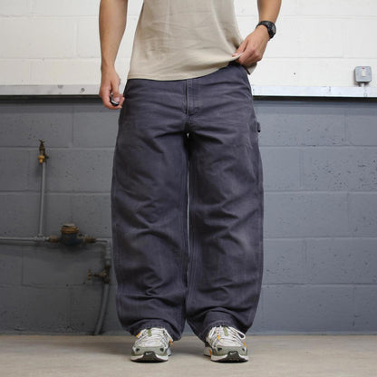 Baggy Carhartt carpenter jeans W38L32 navy grey wide leg canvas 90s skater style cargos