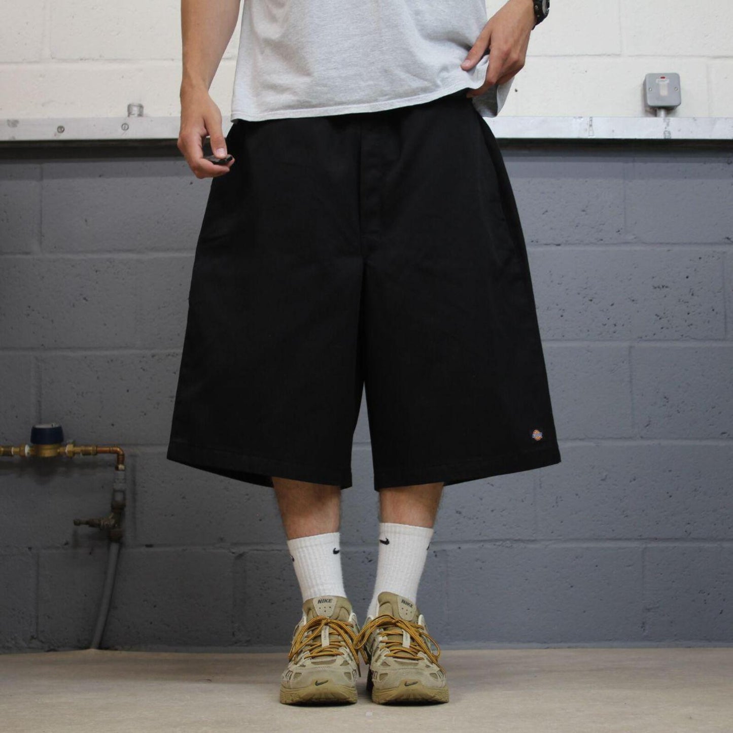 Dickies baggy chino shorts carpenter black Chino style skater shorts long wide leg festival