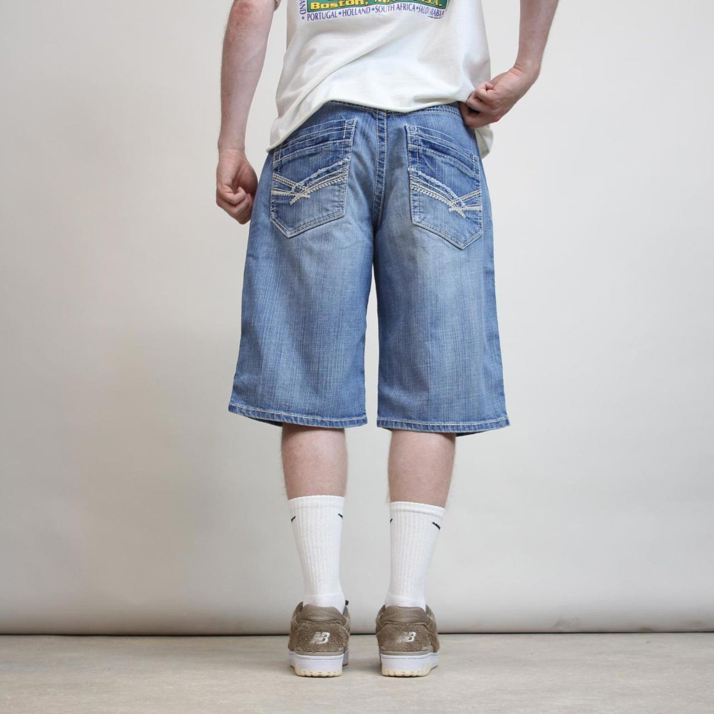 Mens Loose BKE jorts W36 loose denim y2k shorts embroidered design