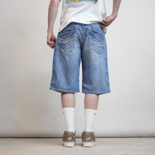 Mens Loose BKE jorts W36 loose denim y2k shorts embroidered design