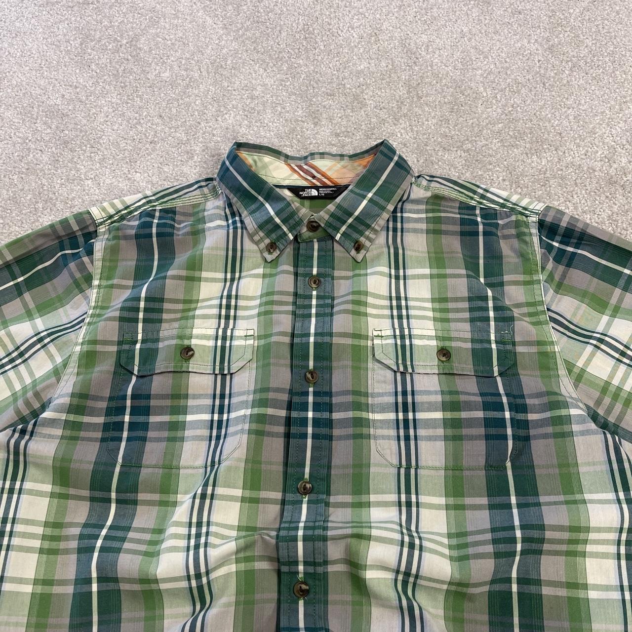 North Face checkered short sleeve shirt green TNF festival surf style check shirt button down summer