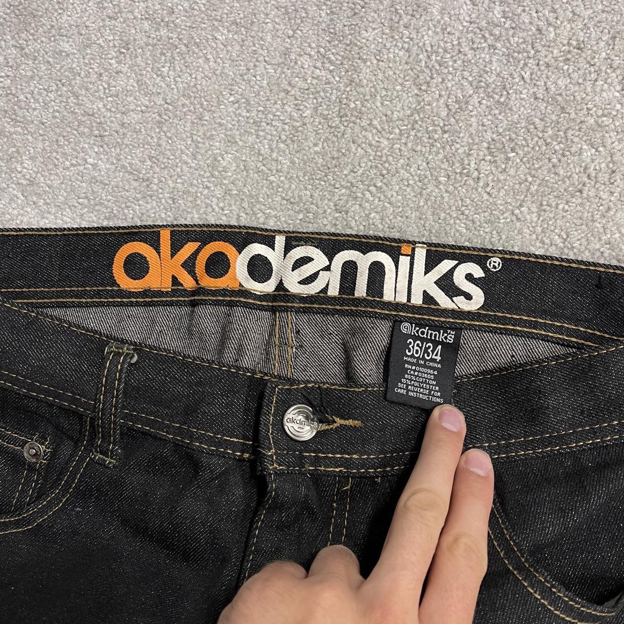 Black Akademiks jeans y2k loose thick denim W36L34 Loose fit surf style pants, embroidered