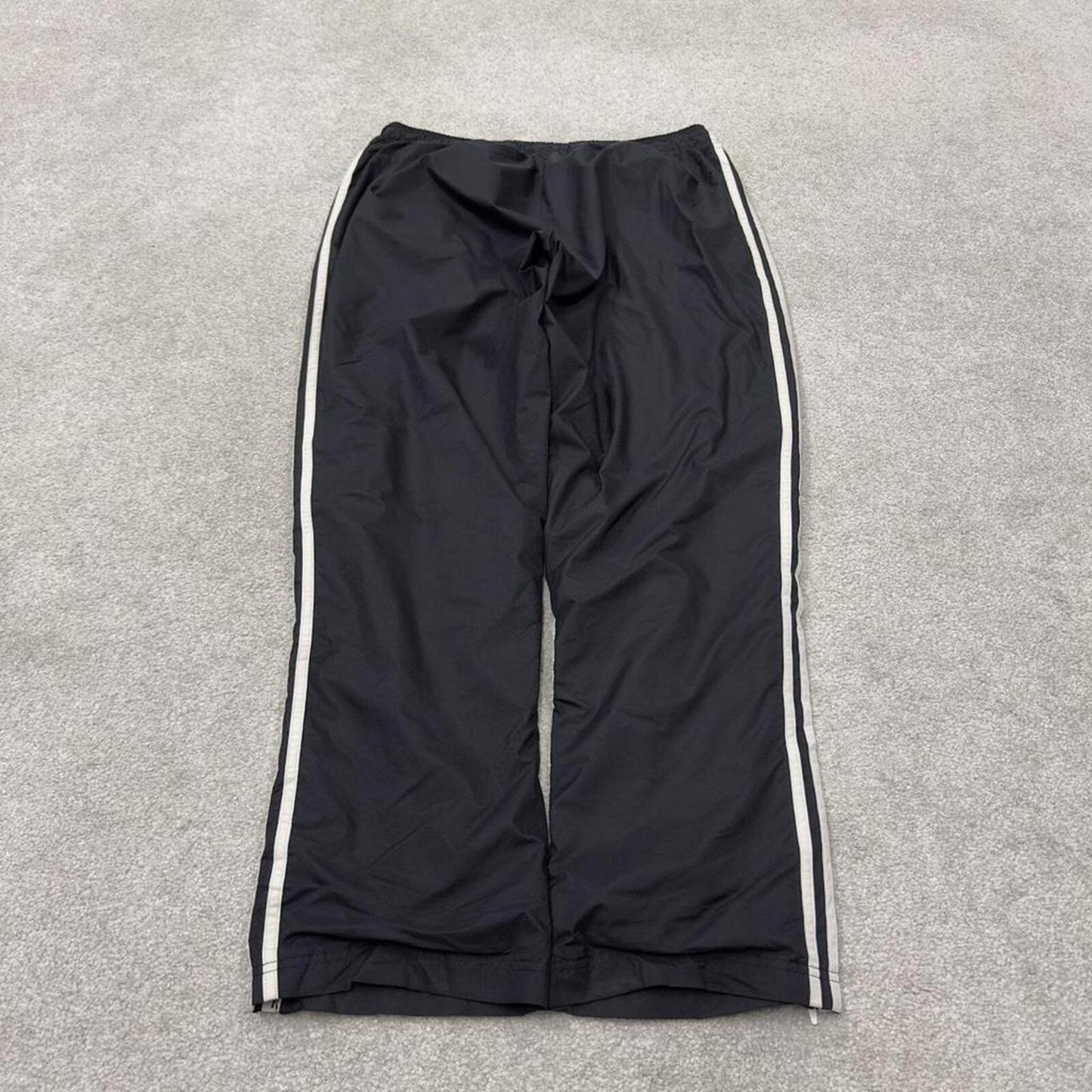 Y2K Adidas tracksuit bottoms black Mesh lined side stripe track pants