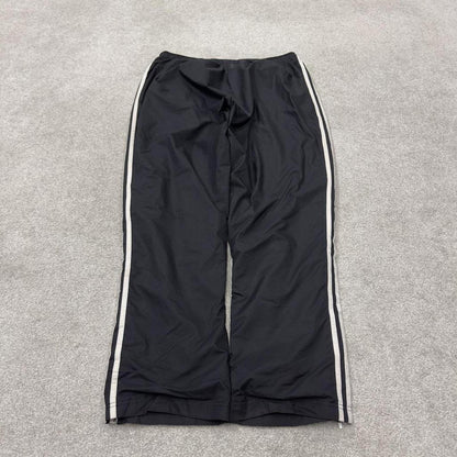 Y2K Adidas tracksuit bottoms black Mesh lined side stripe track pants