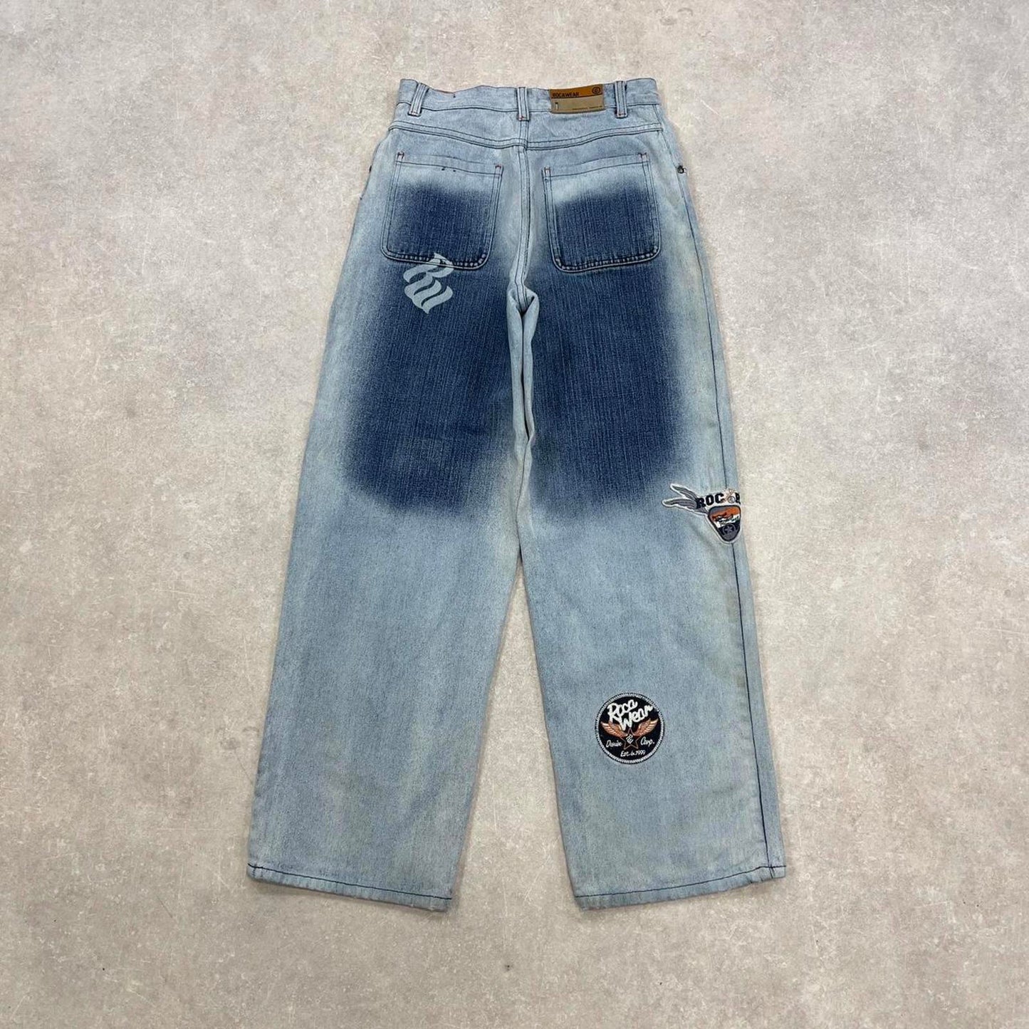 Blue Rocawear jeans size 16 W28L30 embroidered y2k style pants