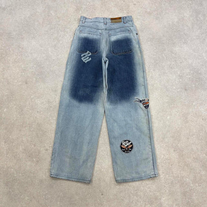 Blue Rocawear jeans size 16 W28L30 embroidered y2k style pants
