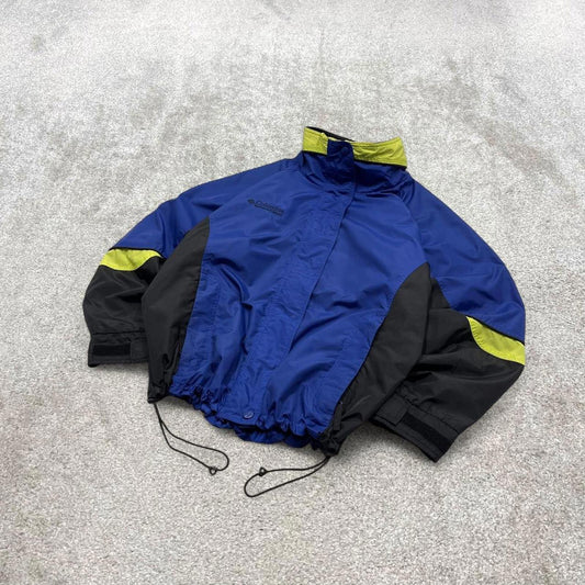 00s Columbia technical windbreaker jacket L women's y2k style navy hooded adjustable autumn
