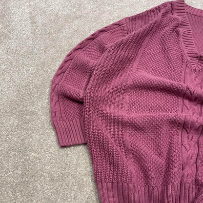 00s CHAPS knit sweater jumper embroidered S women's pink knitted pull over y2k 90s style